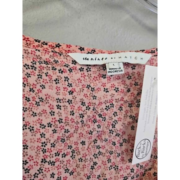 The Nines by Hatch Pink Floral V-Neck Maternity Babydoll Dress Size L Rayon - Picture 3 of 5